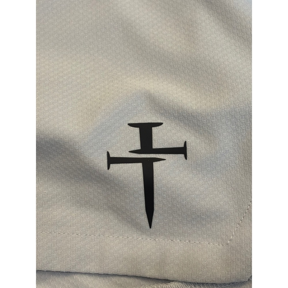 Three Nails Mens 2-in-1 Training Shorts Grey Black Liner XL Cross Logo 5in